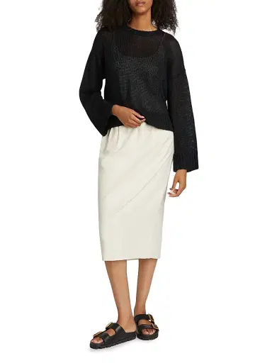 Jenni Kayne Women's Cropped Linen Knit Crewneck Sweater | Thumbnail 2 Jenni Kayne Women's Cropped Linen Knit Crewneck Sweater | Thumbnail 2