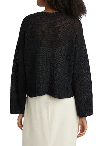 Jenni Kayne Women's Cropped Linen Knit Crewneck Sweater | Thumbnail 5 Jenni Kayne Women's Cropped Linen Knit Crewneck Sweater | Thumbnail 5