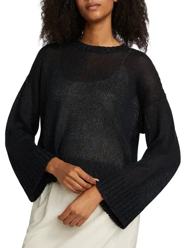 Jenni Kayne Women's Cropped Linen Knit Crewneck Sweater | Thumbnail 6 Jenni Kayne Women's Cropped Linen Knit Crewneck Sweater | Thumbnail 6