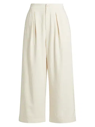 Jenni Kayne Women's Textured Silk Relaxed-Fit Trousers - Ivory - Size 12 | Thumbnail 1 Jenni Kayne Women's Textured Silk Relaxed-Fit Trousers - Ivory - Size 12 | Thumbnail 1