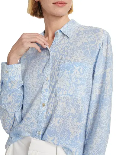 Rails Women's Josephine Button-Front Blouse - Aqua Mixed Animals | Thumbnail 6 Rails Women's Josephine Button-Front Blouse - Aqua Mixed Animals | Thumbnail 6