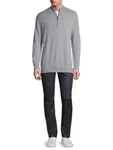 Greyson Men's Sebonack Quarter-Zip Pullover - Light Grey - Size Small | Thumbnail 2