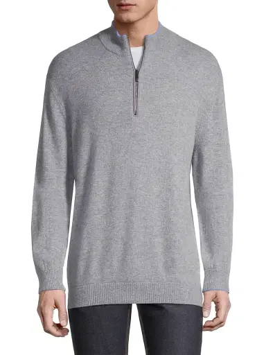 Greyson Men's Sebonack Quarter-Zip Pullover - Light Grey - Size Small | Thumbnail 3