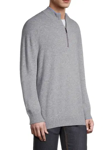 Greyson Men's Sebonack Quarter-Zip Pullover - Light Grey - Size Small | Thumbnail 4