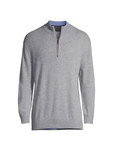 Greyson Men's Sebonack Quarter-Zip Pullover - Light Grey - Size Small | Thumbnail 1