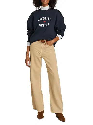 Favorite Daughter Women's Favorite Sister Heart Logo Sweatshirt - Navy - Size XS | Thumbnail 2