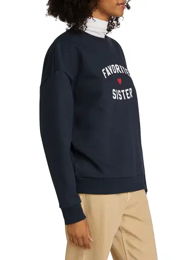 Favorite Daughter Women's Favorite Sister Heart Logo Sweatshirt - Navy - Size XS | Thumbnail 4