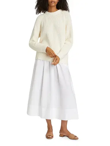 Jenni Kayne Women's Oversized Cotton Fisherman Sweater - Ivory - Size Large | Thumbnail 2