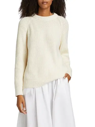 Jenni Kayne Women's Oversized Cotton Fisherman Sweater - Ivory - Size Large | Thumbnail 3