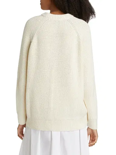 Jenni Kayne Women's Oversized Cotton Fisherman Sweater - Ivory - Size Large | Thumbnail 5