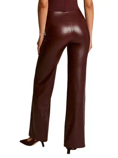 Commando Women's Faux-Leather Wide-Leg Pants - Oxblood - Size XL | Thumbnail 5