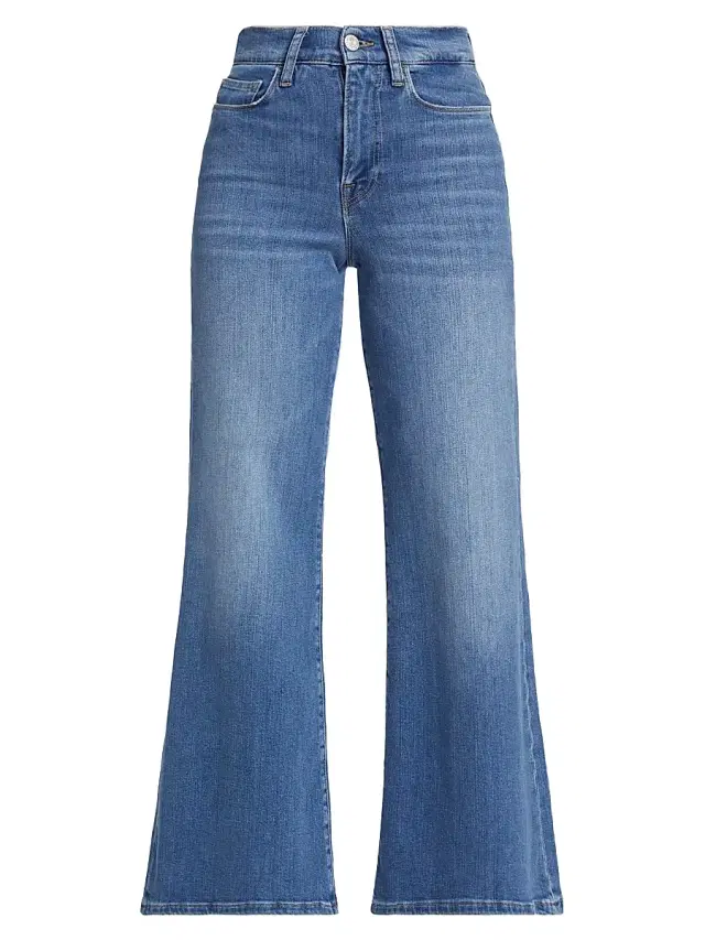 FRAME Women's Le Slim Palazzo Drizzle High-Rise Stretch Jeans - Drizzle
