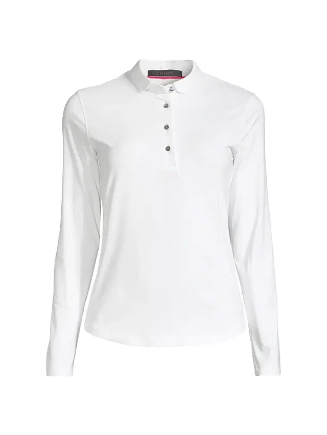 Greyson Women's Long-Sleeve Knit Polo Top - White