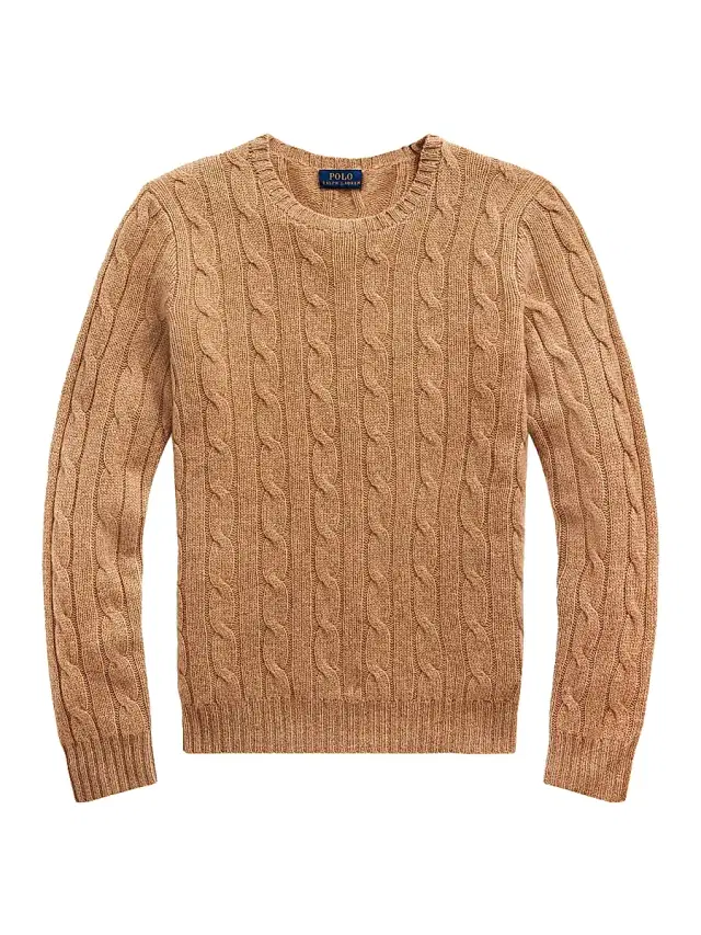 Polo Ralph Lauren Women's Cashmere Cable-Knit Crewneck Sweater - Camel Melange