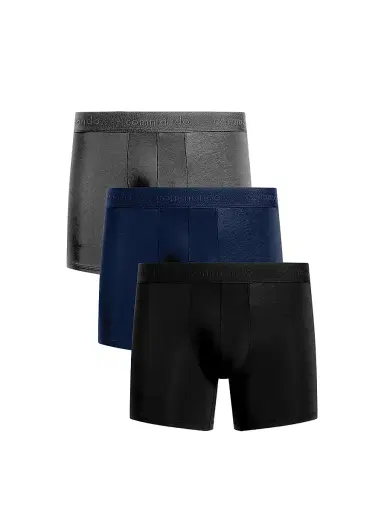 Commando Men's Micro Modal Modern-Fit Boxer Brief 3-Pack - Black Navy Titanium | Thumbnail 1