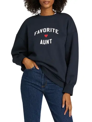 Favorite Daughter Women's Favorite Aunt Heart Logo Sweatshirt - Navy - Size XS | Thumbnail 3 Favorite Daughter Women's Favorite Aunt Heart Logo Sweatshirt - Navy - Size XS | Thumbnail 3