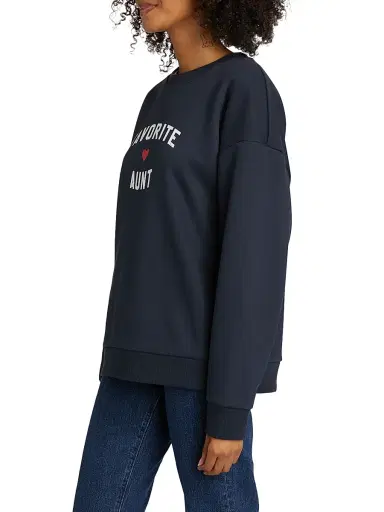 Favorite Daughter Women's Favorite Aunt Heart Logo Sweatshirt - Navy - Size XS | Thumbnail 4 Favorite Daughter Women's Favorite Aunt Heart Logo Sweatshirt - Navy - Size XS | Thumbnail 4