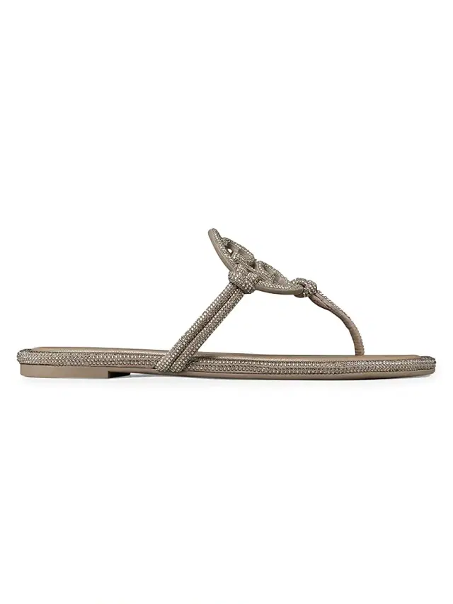 Tory Burch Women's Pavé Cord Miller Leather Sandals - Dark Beige