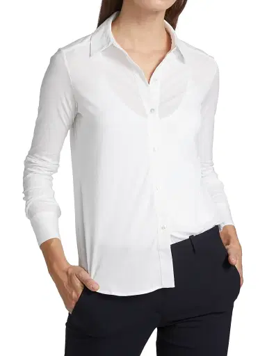 Theory Women's Riduro Organic Cotton Shirt - White 100 | Thumbnail 3