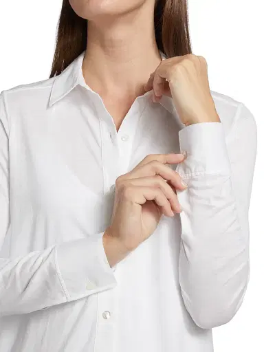 Theory Women's Riduro Organic Cotton Shirt - White 100 | Thumbnail 6