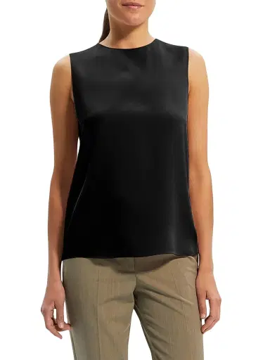 Theory Women's Silk Straight Shell - Black | Thumbnail 3 Theory Women's Silk Straight Shell - Black | Thumbnail 3