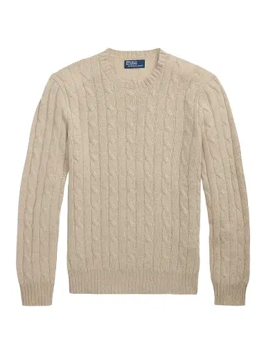 Polo Ralph Lauren Men's Cashmere Cable-Knit Sweater - Natural Cream Heather - Size XXL | Thumbnail 1
