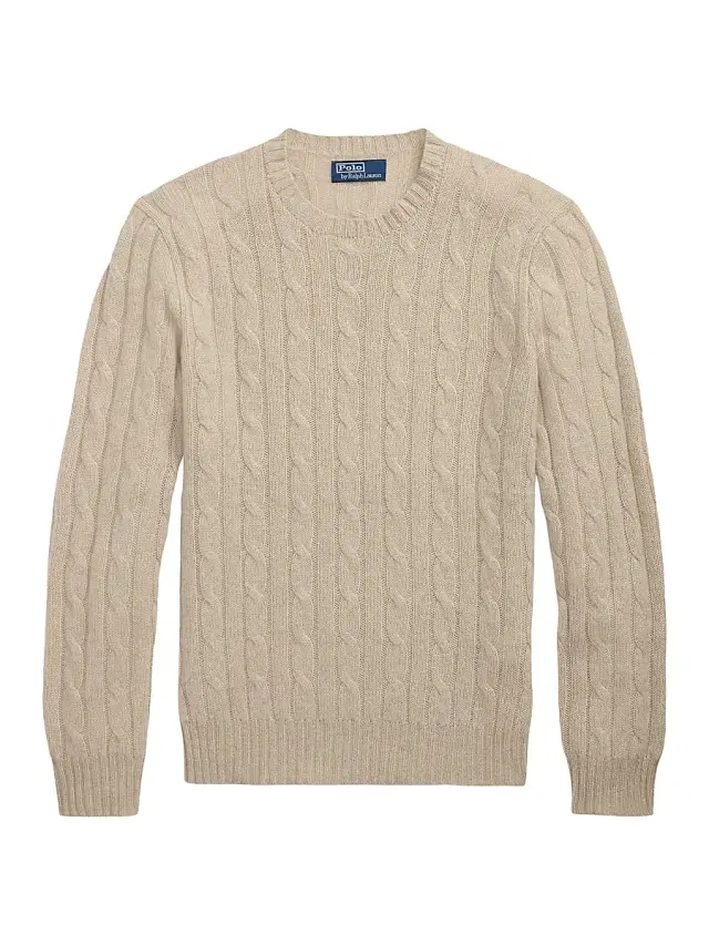 Polo Ralph Lauren Men's Cashmere Cable-Knit Sweater - Natural Cream Heather