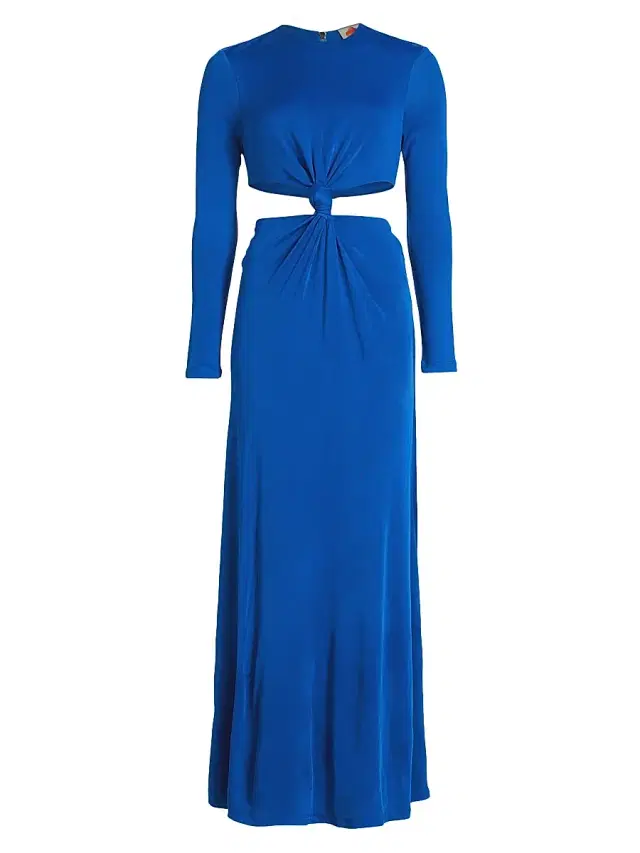 Farm Rio Women's Knotted Cut-Out Maxi Dress - Medium Blue