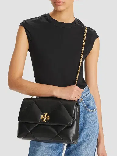 Tory Burch Women's Large Kira Diamond Leather Shoulder Bag - Black | Thumbnail 2 Tory Burch Women's Large Kira Diamond Leather Shoulder Bag - Black | Thumbnail 2