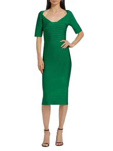 Hervé Léger Women's The Caroline Dress - Forest - Size XS | Thumbnail 3