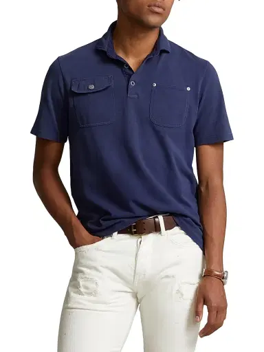 Polo Ralph Lauren Men's Cotton Dual Pocket Shirt - Dark Cobalt | Thumbnail 1 Polo Ralph Lauren Men's Cotton Dual Pocket Shirt - Dark Cobalt | Thumbnail 1
