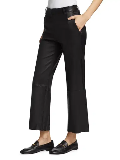 SPRWMN Women's Cropped Stretch-Leather Trousers - Black | Thumbnail 4 SPRWMN Women's Cropped Stretch-Leather Trousers - Black | Thumbnail 4