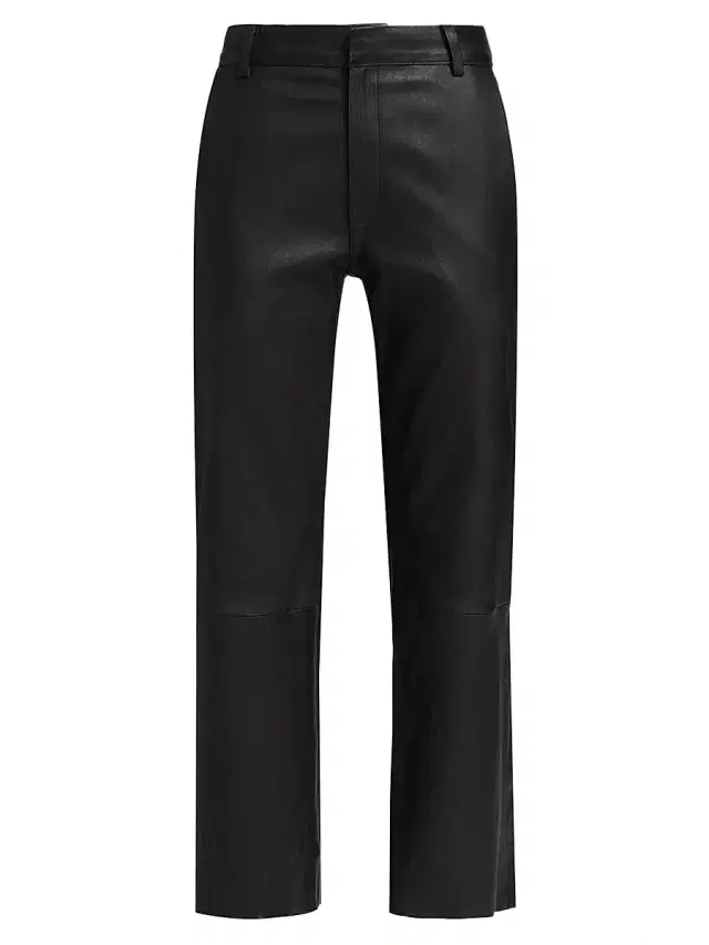 SPRWMN Women's Cropped Stretch-Leather Trousers - Black