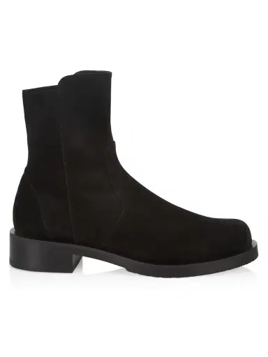 Stuart Weitzman Women's 00 Bold Suede Zip Booties - Black | Thumbnail 6