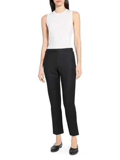 Theory Women's Treeca Wool Crop Trousers - Black | Thumbnail 2 Theory Women's Treeca Wool Crop Trousers - Black | Thumbnail 2