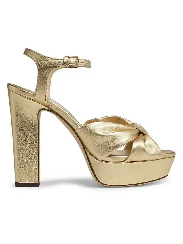 Jimmy Choo Women's Heloise 0MM Metallic Leather Platform Sandals - Gold