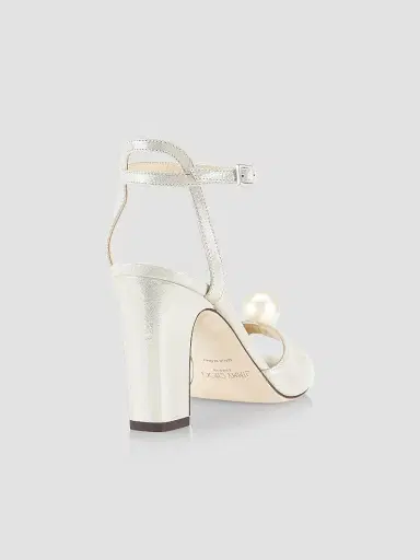 Jimmy Choo Women's Sacaria 85MM Shimmer Suede Sandals - Champagne | Thumbnail 3 Jimmy Choo Women's Sacaria 85MM Shimmer Suede Sandals - Champagne | Thumbnail 3