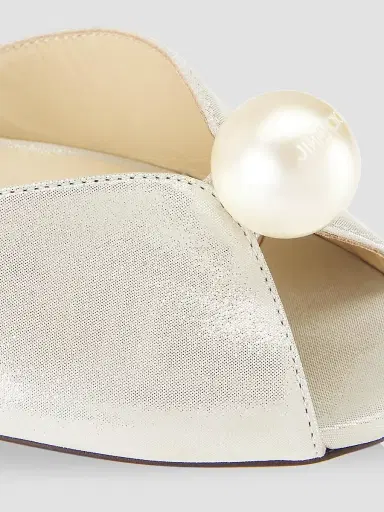 Jimmy Choo Women's Sacaria 85MM Shimmer Suede Sandals - Champagne | Thumbnail 6 Jimmy Choo Women's Sacaria 85MM Shimmer Suede Sandals - Champagne | Thumbnail 6