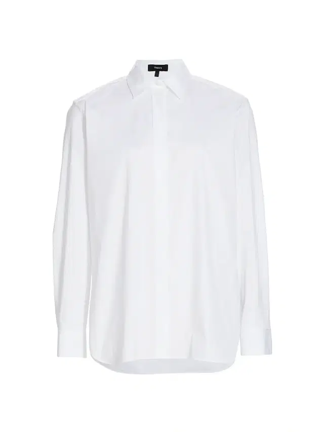 Theory Women's Classic Cotton-Blend Button-Front Shirt - White