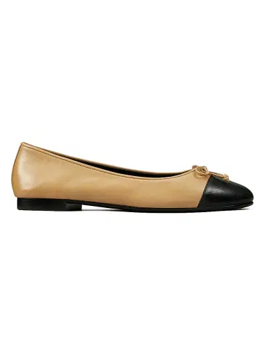 Tory Burch Women's Cap Toe Ballet Flats - Tan - Size 5.5 | Thumbnail 1