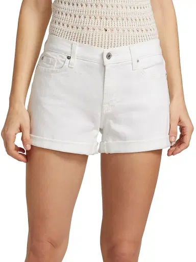 7 For All Mankind Women's Low-Rise Stretch Denim Rolled Shorts | Thumbnail 3 7 For All Mankind Women's Low-Rise Stretch Denim Rolled Shorts | Thumbnail 3