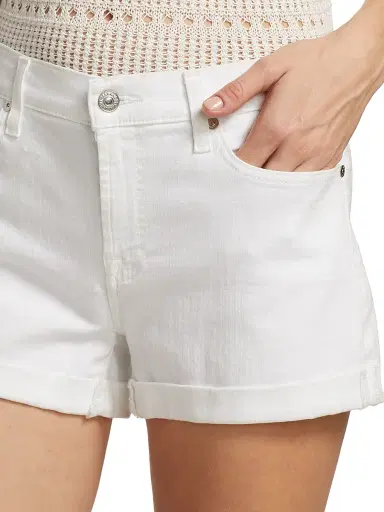 7 For All Mankind Women's Low-Rise Stretch Denim Rolled Shorts | Thumbnail 6 7 For All Mankind Women's Low-Rise Stretch Denim Rolled Shorts | Thumbnail 6