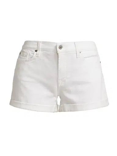 7 For All Mankind Women's Low-Rise Stretch Denim Rolled Shorts | Thumbnail 1 7 For All Mankind Women's Low-Rise Stretch Denim Rolled Shorts | Thumbnail 1