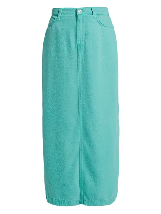 7 For All Mankind Women's Stretch Denim Midi-Skirt - Aqua - Size 25