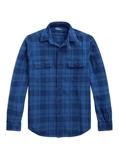 Polo Ralph Lauren Men's Plaid Cotton Shirt - Indigo | Thumbnail 1 Polo Ralph Lauren Men's Plaid Cotton Shirt - Indigo | Thumbnail 1