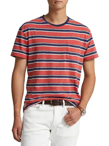 Polo Ralph Lauren Men's Striped Cotton Gauze Jersey T-Shirt - Red Multi - Size XXL | Thumbnail 3