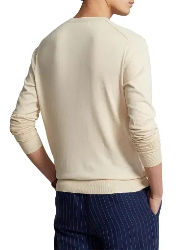 Polo Ralph Lauren Men's Cotton Crewneck Sweater - Sand Heather | Thumbnail 4 Polo Ralph Lauren Men's Cotton Crewneck Sweater - Sand Heather | Thumbnail 4