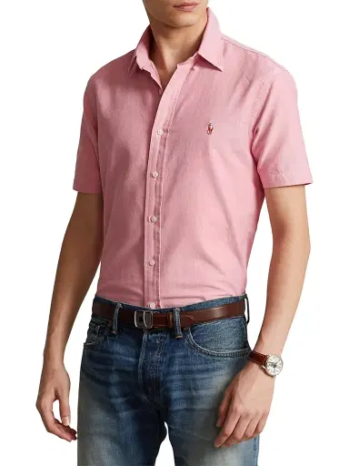 Polo Ralph Lauren Men's Classic Oxford Short-Sleeve Sport Shirt - Sunrise Red | Thumbnail 3 Polo Ralph Lauren Men's Classic Oxford Short-Sleeve Sport Shirt - Sunrise Red | Thumbnail 3