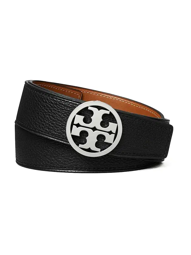 Tory Burch Women's Reversible Miller Leather Belt - Black Cuoio