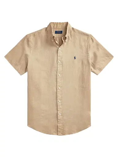 Polo Ralph Lauren Men's Classic-Fit Short-Sleeve Linen Shirt - Vintage Khaki | Thumbnail 1 Polo Ralph Lauren Men's Classic-Fit Short-Sleeve Linen Shirt - Vintage Khaki | Thumbnail 1